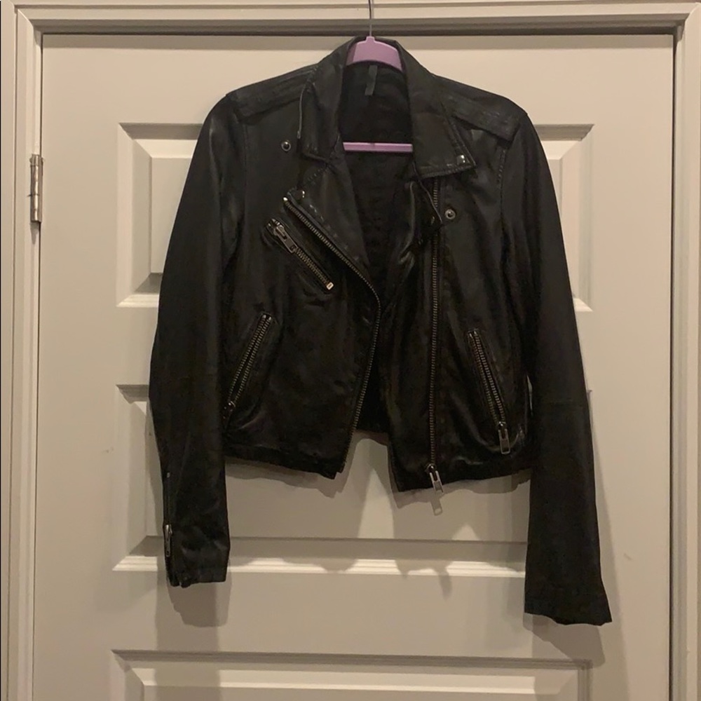 Top shop barely worn real leather jacket